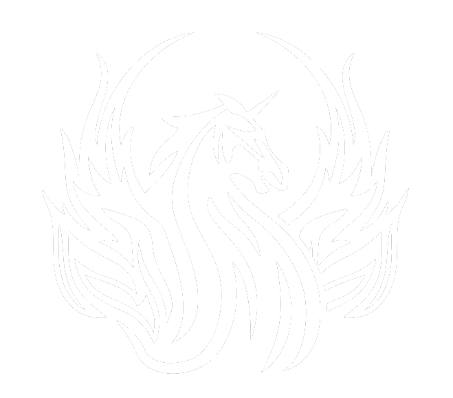 Startup Funding and Venture Support for Entrepreneurs Stylized white phoenix emblem with spread wings on black background.